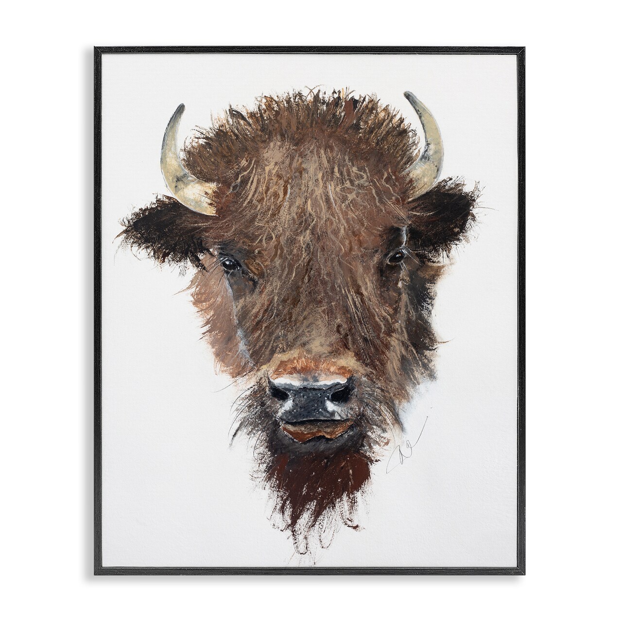 Stupell Industries Western Bison Visage Framed Giclee Wall Art Design by Filippo Ioco